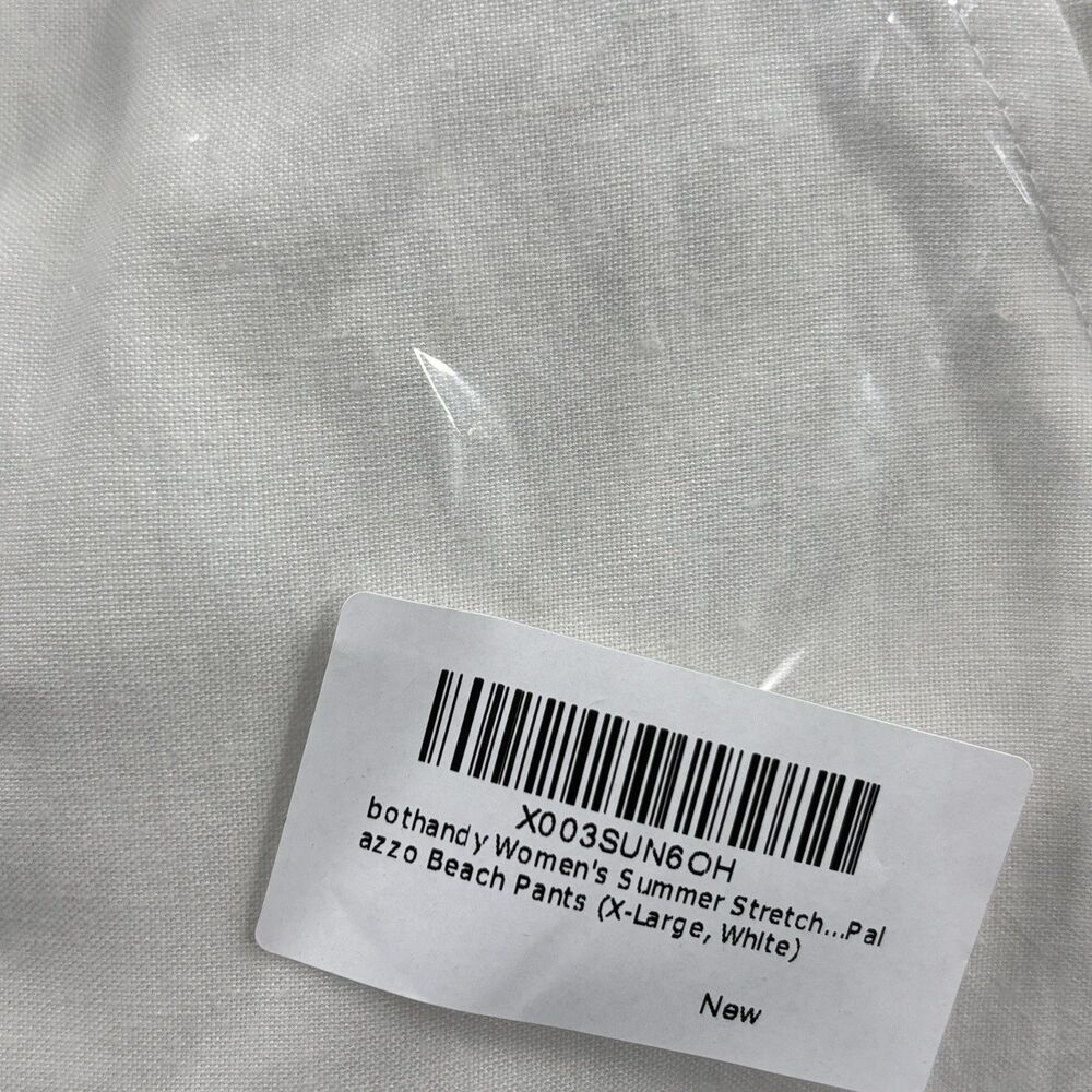Bothandy Womens Palazzo Beach Pants XL White Linen Wide Leg Drawstring NWT - Picture 8 of 8